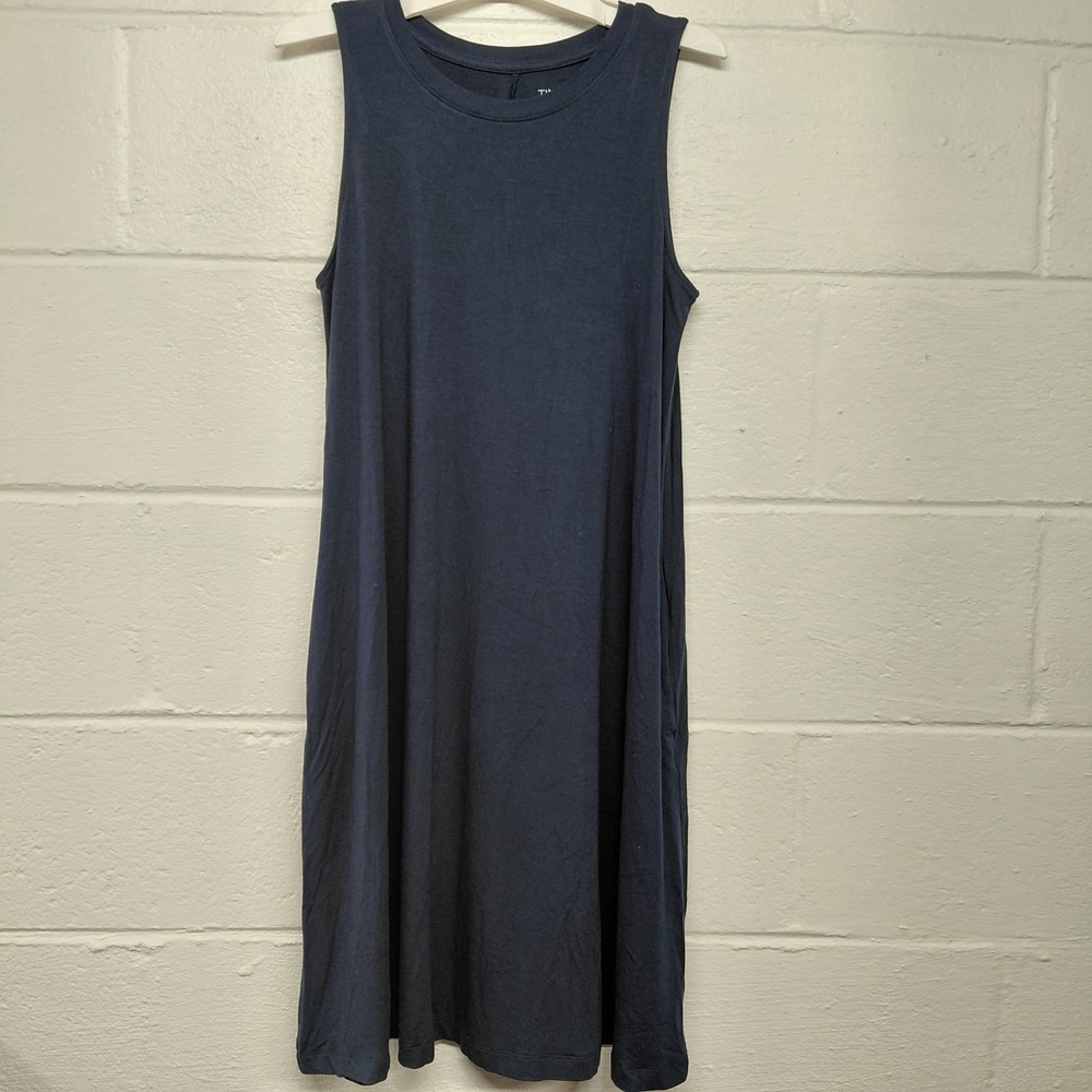 Time & Tru  Womens Navy Blue Sleeveless A Line Dress MEDIUM Cover Up Pockets